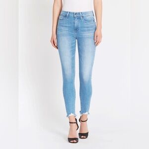 Paige Hoxton Ankle Jean High‎ Rise Skinny Alameda Light Wash Distressed Hem 30